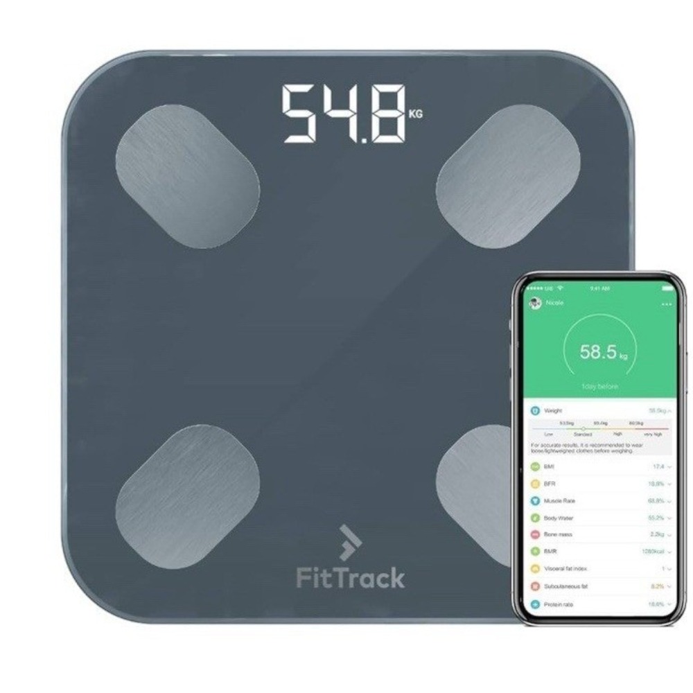 FitTrack Dara Smart BMI Body Composition Scale Black Bluetooth Digital Scale